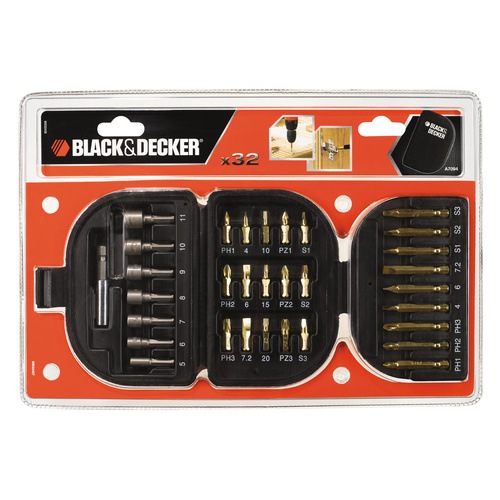 Black and Decker - Sada  32 kusy  roubovac nstavce a nstavce pro estihrann hlavy roub a matice - A7094