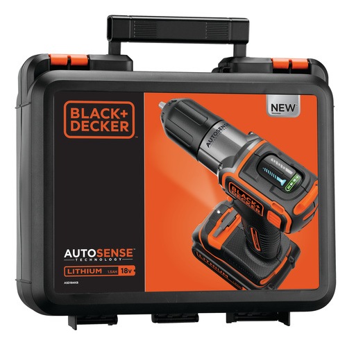 Black and Decker - Vrtakaroubovk 18 V s technologiemi Autosense a Autoselect vetn 2 bateri nabjeky a kufru - ASD184KB