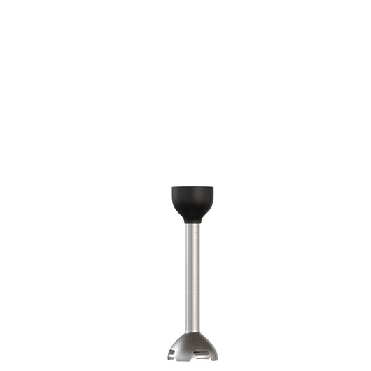 BLACKDECKER BCKM1012KB hand blender attachment, stainless steel shaft, black top, front angle, white background.