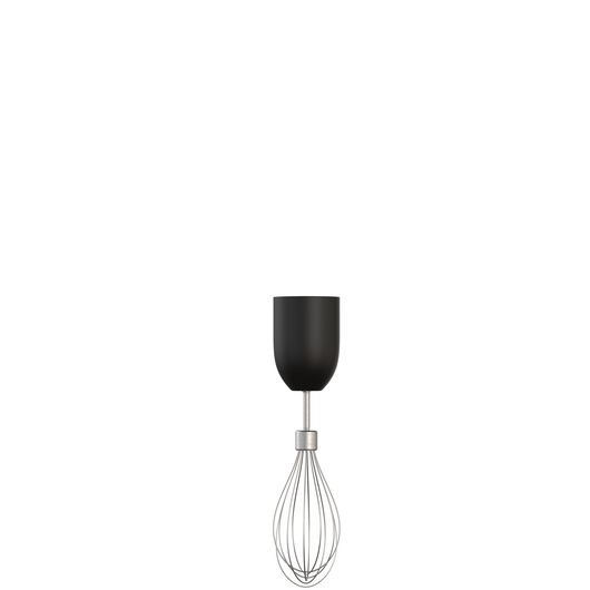 BLACK+DECKER BCKM1012KB mixer whisk attachment, black and silver, front view, white background.