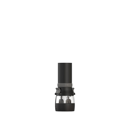 BLACKDECKER BCKM1016KSB compact black grinder with transparent lower chamber, front angle on white background.