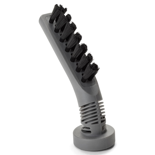 BLACKDECKER BHSM15FX10 accessory brush with black bristles, grey plastic base, side angle on white background.