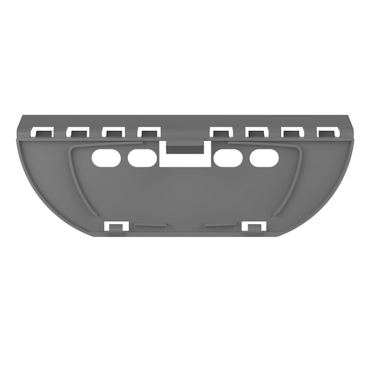 A grey plastic component, likely a detachable accessory or mounting part for a BLACK+DECKER photography product, featuring multiple slots and cutouts.