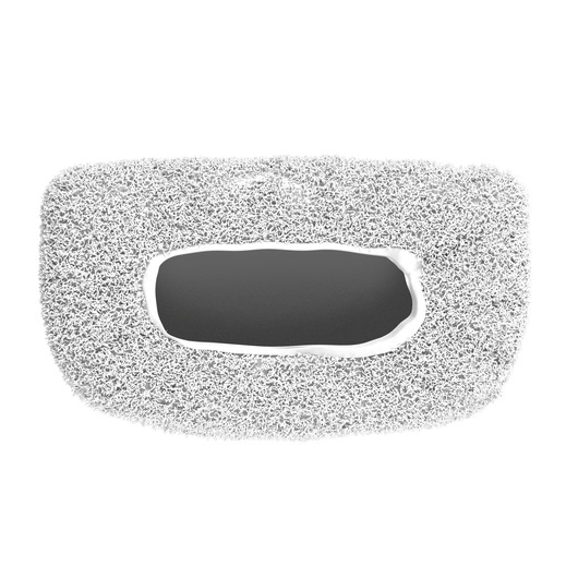 A rectangular cleaning pad with a textured white surface and an oval opening in the center, designed for BLACK+DECKER steam mop models.