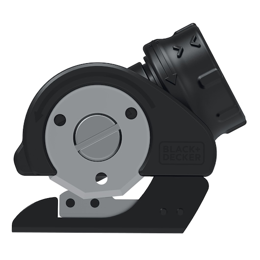 BLACKDECKER CSCA3 blade attachment in black and silver, side angle, tool accessory for cutting.