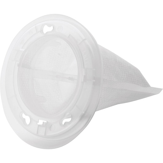 A close-up image of a BLACK+DECKER VF60 cone-shaped vacuum filter with a white plastic frame and mesh.